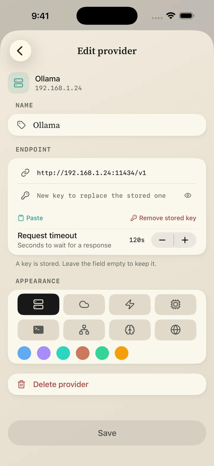 Vanta's provider settings showing an Ollama base URL ending in port 11434 and /v1.